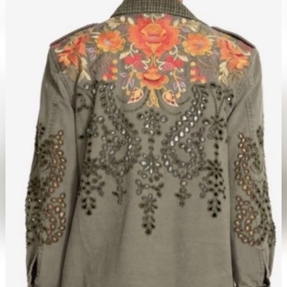 Johnny Was Jackets & Blazers - Johnny Was Embroidered Utility Jacket with Multicolor Floral Detail Xl Oversized
